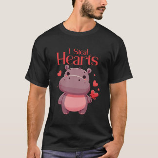 T-shirt Je vole Coeurs Pygmy Hippopotamus