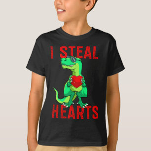 T-shirt Je vole Coeurs Valentines Jour Dinosaures Garçons