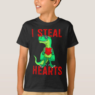 T-shirt Je vole Coeurs Valentines Jour Dinosaures Garçons 