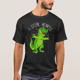 T-shirt Je vole Coeurs Valentines Jour Dinosaures Garçons