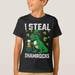T-shirt Je vole des Shamrocks à Rex Dinosaur St Patrick's 