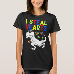 T-shirt Je vole les coeurs Trex Dinosaur Toddler Autism Aw