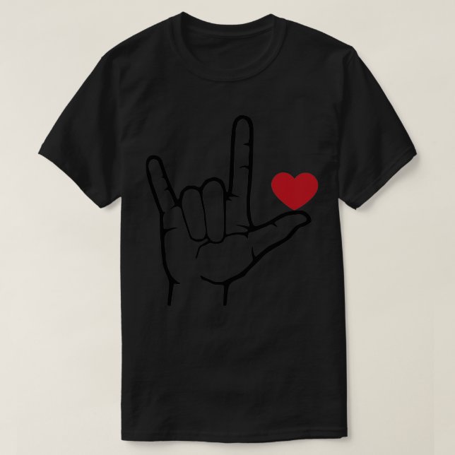 T-shirt je vous aime langue des signes sourde (Design devant)