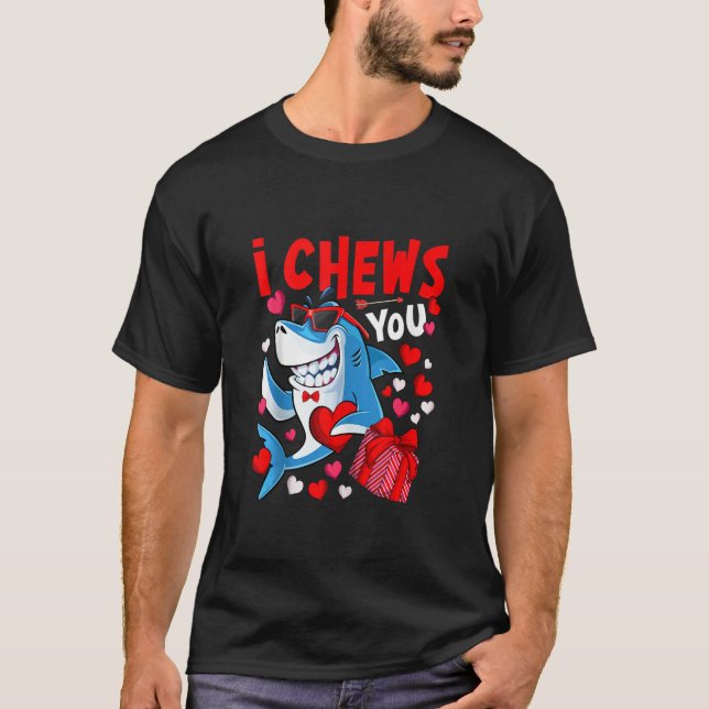 T-shirt Je vous Chews Heart Shark Valentine's Day Shark Bo (Devant)