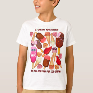 T-shirt Je vous crie : nous crions tous pour la crème glac