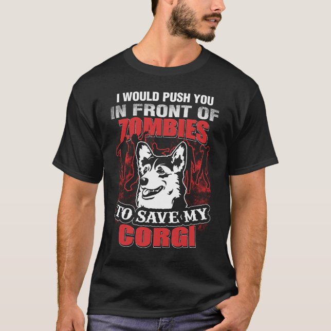 T-shirt Je vous pousserais devant des zombis pour sauver (Devant)