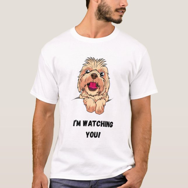 T-shirt Je vous regarde ! Chien drôle (Devant)