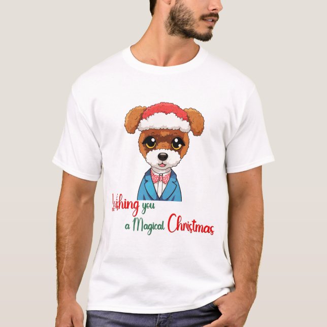 T-shirt Je vous souhaite un chien de Noël magique (Devant)