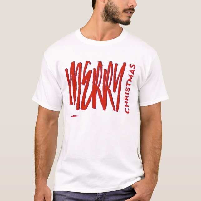 T-shirt Je Vous Souhaite Un Joyeux Noël Rouge Élégant Mode (Devant)