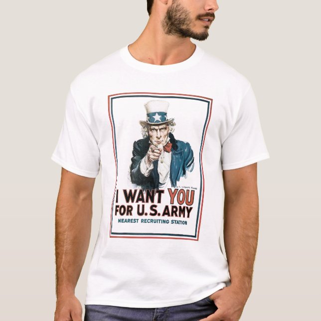 T-shirt JE VOUS VEUX copie vintage d'affiche d'Oncle Sam (Devant)