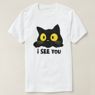 T-shirt Je Vous Voie Design de Chat Noir