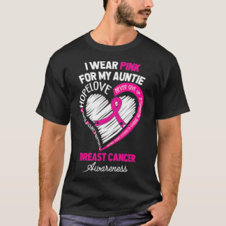 T-shirt J'Écoute Le Rose Pour Ma Tante Cancer Du Sein Awar