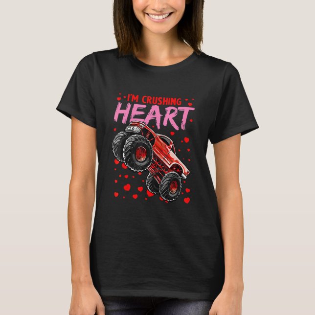 T-shirt J'écrase Coeurs Monster Camion Funny Garçons Enfan (Devant)