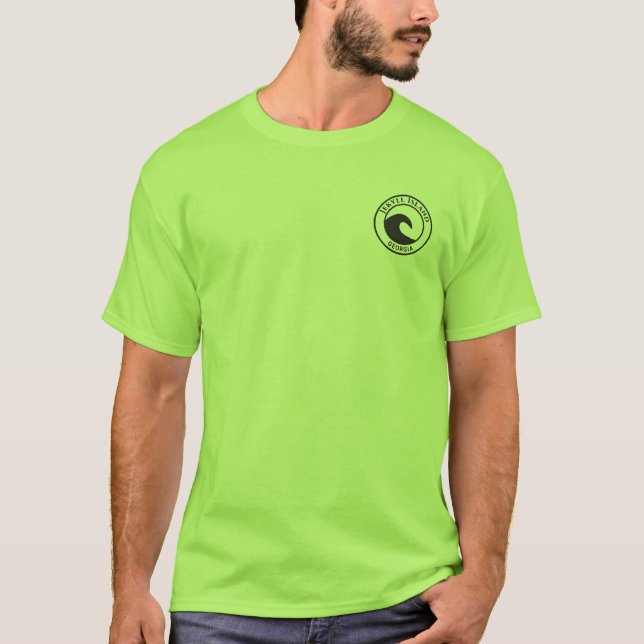 T-shirt Jekyll Island Black Ocean Wave Circle Design (Devant)