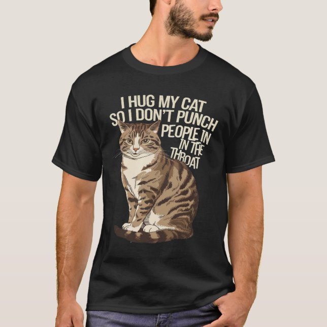 T-shirt J'Embrasse Mon Chat Donc Je Ne Punche Pas Les Gens (Devant)
