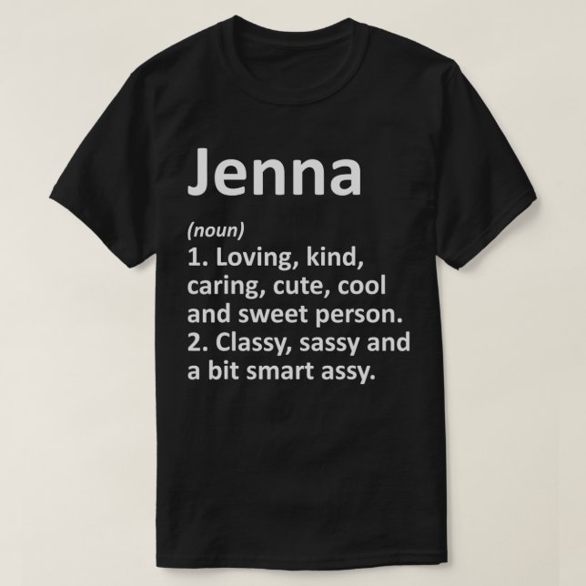 T-shirt JENNA Définition Nom personnalisé Amusant Annivers (Design devant)