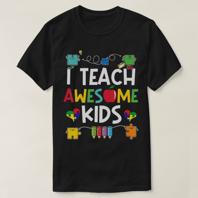 T-shirt J'enseigne Awesome Kids chemise puzzle Sensibilisa (Design devant)