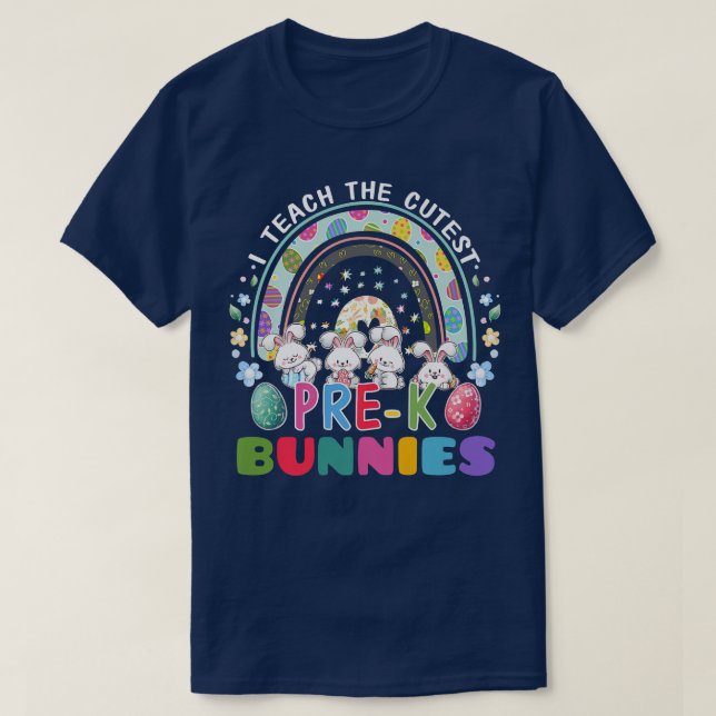 T-shirt J'Enseigne Bunnies Cutest PréK Enseignant Boho Rai (Design devant)