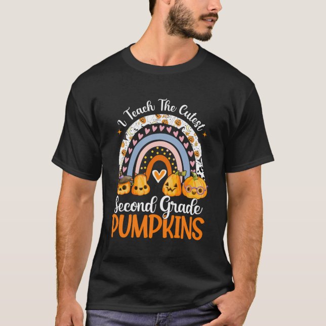 T-shirt J'Enseigne Les Enfants Citrouille De 2E Année Les  (Devant)