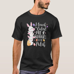 T-shirt J'Enseigne Pré K Bunnies Cutest Enseignant Pâques