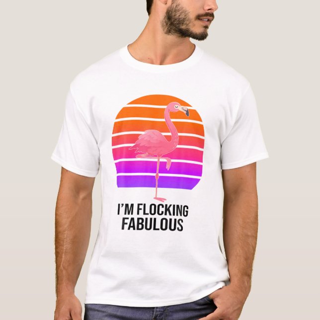 T-shirt J'envole fabuleux Flamant rose rose Vinta hawaïenn (Devant)
