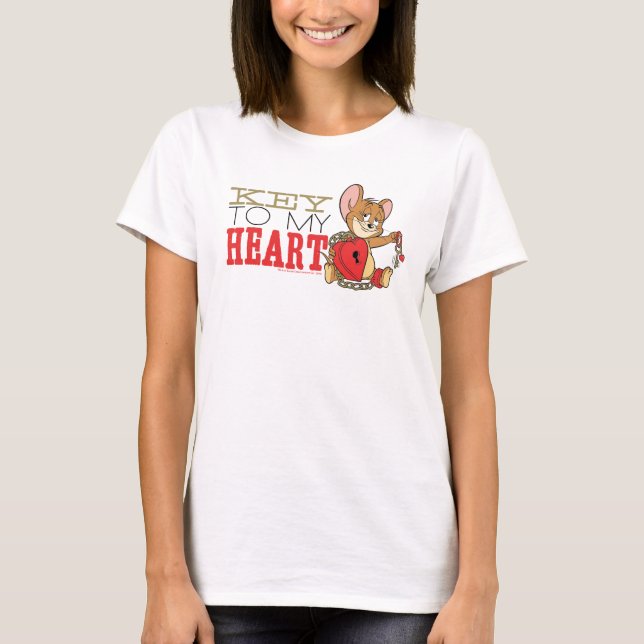 T-shirt Jerry Mouse "Key To My Heart" Valentine (Devant)