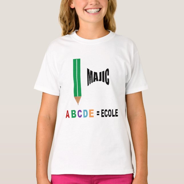 T-shirt jersey blanc  MAGIC ECOLE (Front)