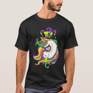 T-shirt Jester Rainbow Unicorn Mardi gras Mask Costume