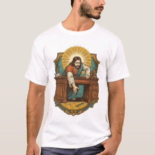 T-shirt Jésus a laissé tomber son stylo derrière un lourd 