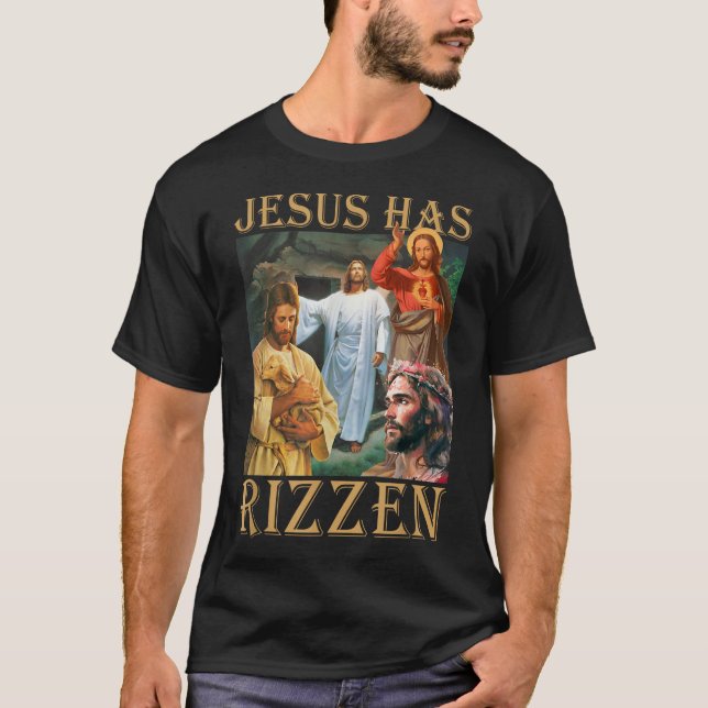 T-shirt Jésus A Rizzen - Il Est Rizzen Jésus Rizz (Devant)
