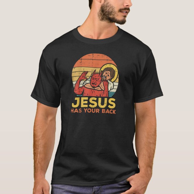 T-shirt Jésus A Ton Dos Jiu Jitsu Retro Christian (Devant)