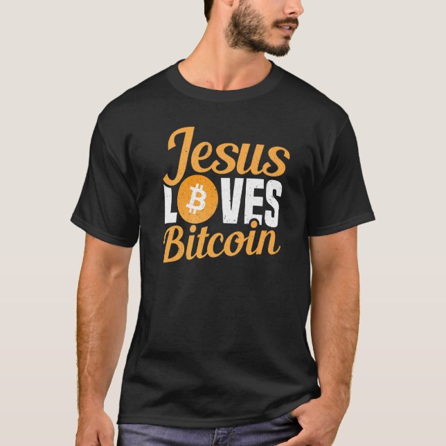 T-shirt Jésus aime Bitcoin Cryptomonnaie Crypto Btc Hold (Devant)