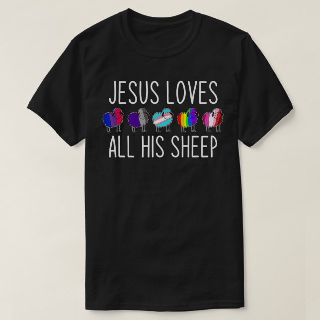 T-shirt Jésus aime tous ses moutons LGBT Christian Jésus  (Design devant)