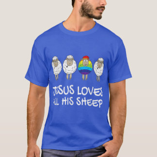 T-shirt Jésus aime toutes ses moutons arc-en-ciel LGBTQ Se