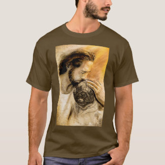 T-shirt Jésus avec Carlin chien Amoureux des chiens Carli
