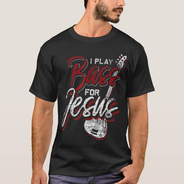 T-shirt Jésus Baid Christian Bass Joueur Basse Guitare (Devant)