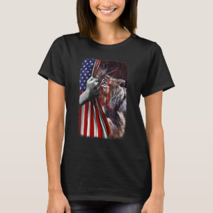 T-shirt Jésus chrétien Lion de Juda Drapeau américain État