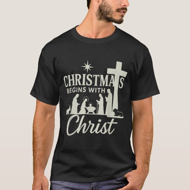 T-shirt Jesus Christmas Begins With Christ Pjs Pajamas Tod (Devant)
