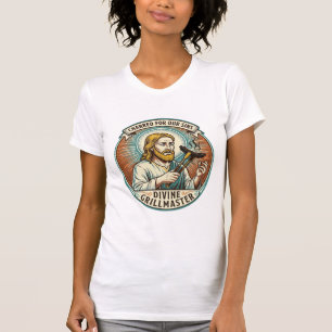 T-shirt Jésus complètement brûlé noir Hot Dog BBQ Humour_1