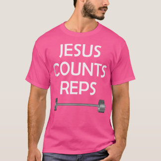 T-shirt Jésus compte Reps Poids Lifting Barbell