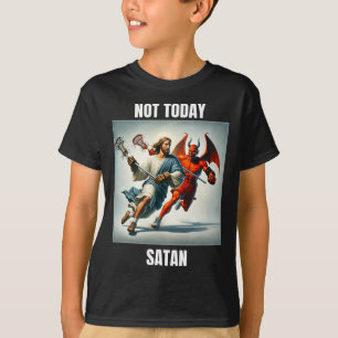 T-shirt Jésus Contre Satan Jouer À La Crosse - Pas Aujourd