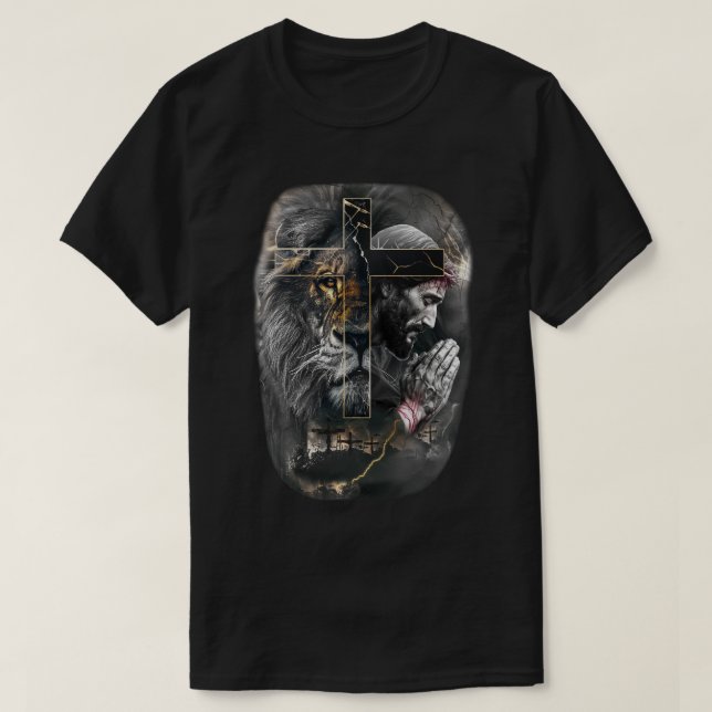 T-shirt Jesus Cross Lion of Judah (Design devant)