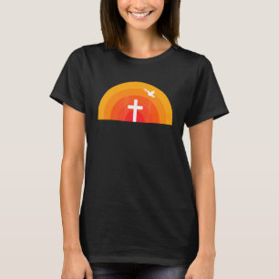 T-shirt Jésus Cross Sunset Dove Avec Olive Branch Faith Ch