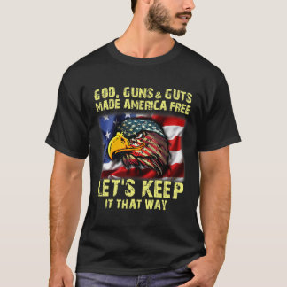 T-shirt Jésus Dieu Armes Et Couteaux Font L'Amérique Libre