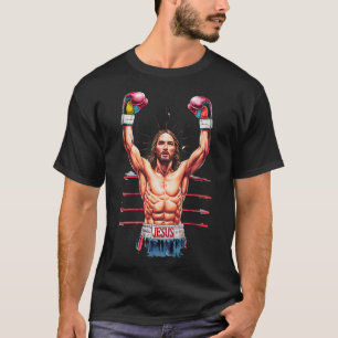T-shirt Jésus Dieu Kickboxing Ou Boxing Victory Mème Drôle