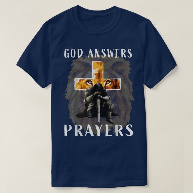 T-shirt Jésus Dieu répond à la prière Guerrier Hommes Chri (Design devant)
