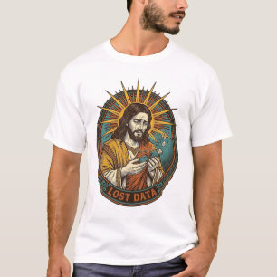 T-shirt Jésus Écrasé Clé USB Perte de Données Humour_1