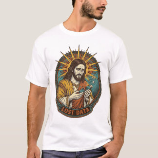 T-shirt Jésus Écrasé Clé USB Perte de Données Humour_1