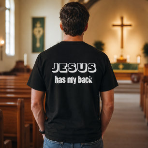 T-shirt Jésus est derrière moi noir et blanc chrétien