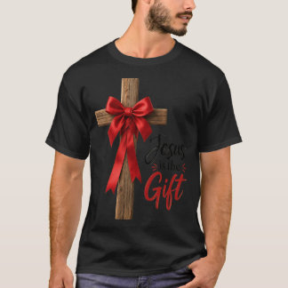 T-shirt Jésus Est Le Cadeau Croix en Bois de Noël Chrétien